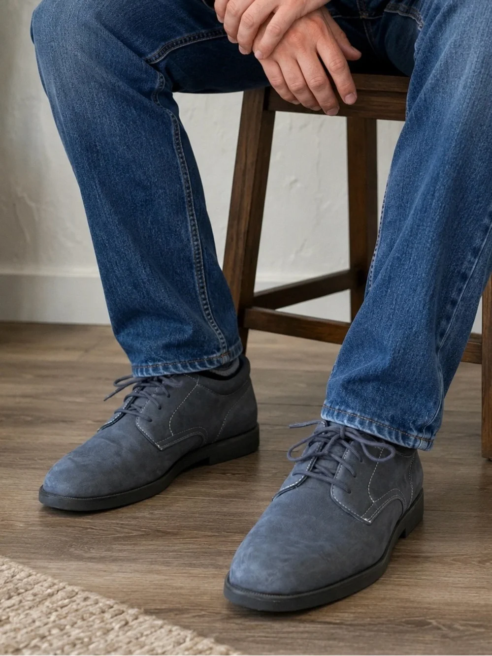 Johnston & Murphy Men's XC4 Elkins Plain Toe Navy Nubuck Oxfords Size 11
